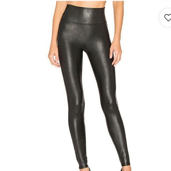 SPANX Black Faux Leather Leggings Size Small - Picture 2 of 7